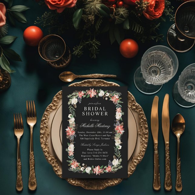 Convite Chá de panela de Natal Elegante do Feriado de inve (Criador carregado)