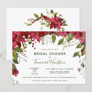Convite Chá de panela de Natal Floral Personalizado Elegan