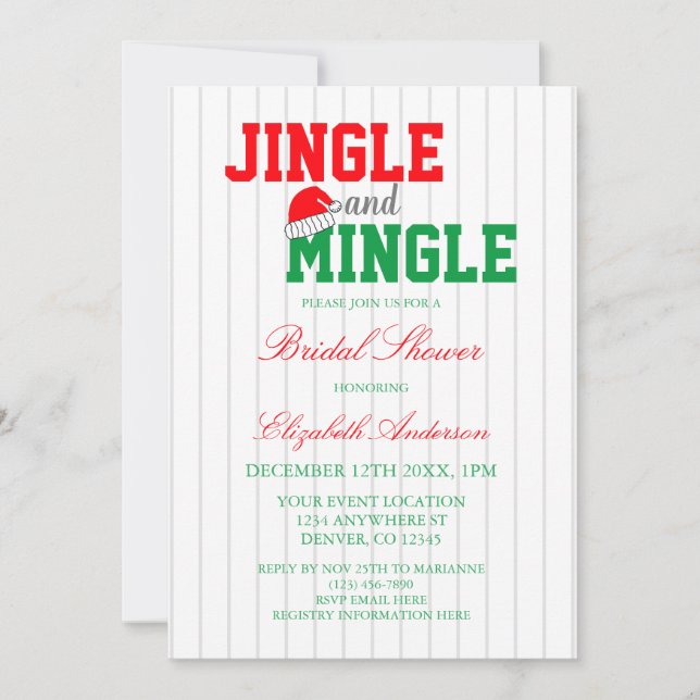 Convite Chá de panela de Natal Jingle e Mingle (Frente)