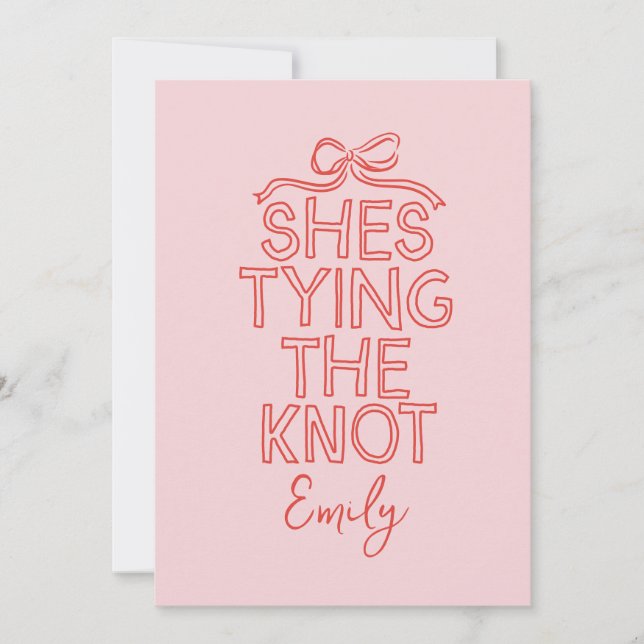 Convite Chá de panela de nó de arco de coquete branco (Frente)