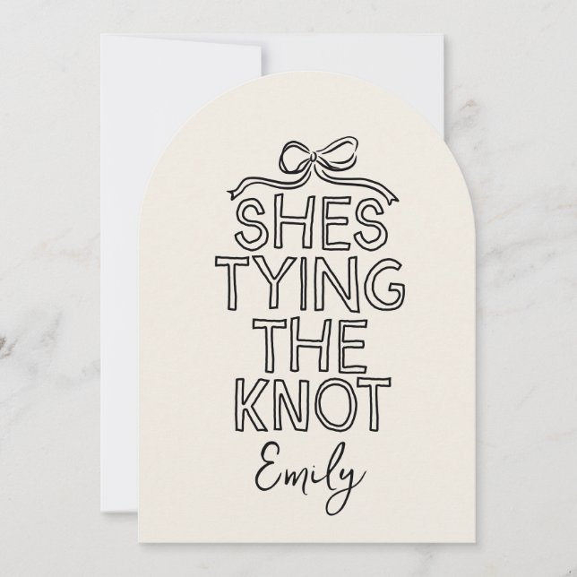 Convite Chá de panela de nó de arco de coquete branco (Frente)