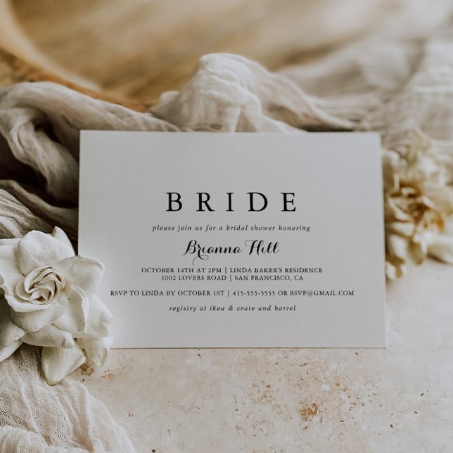 Convite Chá de panela de Noiva de Caligrafia Moderna (Criador carregado)