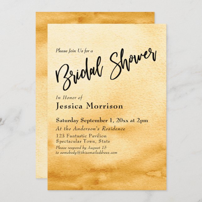 Convite Chá de panela de Omã Amarelo (Frente/Verso)