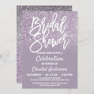 Convite Chá de panela de Ombre de Cinza Roxo Dusty