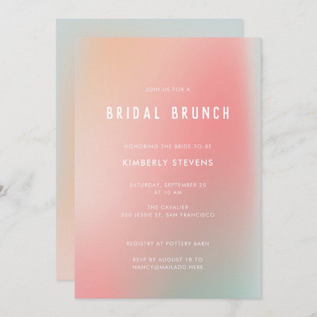 Convite Chá de panela de Ombre de Gradação de Casa Cinzent (Frente/Verso)