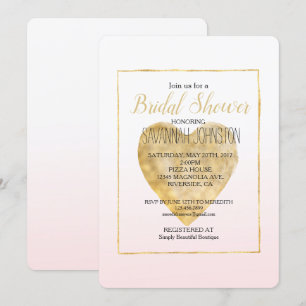 Convite Chá de panela de Ombre Rosa Dourado Blush
