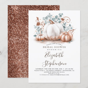 Convite Chá de panela de outono de Pumpkins Dourado branc