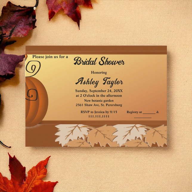 Convite Chá de panela de outono Elegante Russo deixa outon (Criador carregado)