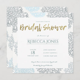 CONVITE CHÁ DE PANELA DE PADRÃO DE DAHLIA AZUL