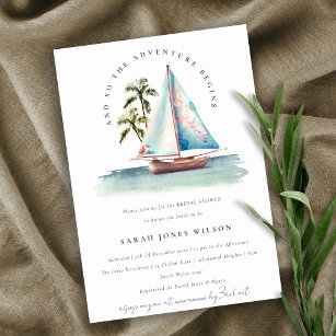 Convite Chá de panela de paisagem por mar com palma
