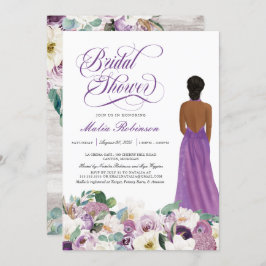 Convite  Chá de panela de Palhaço Elegante Floral Roxo 