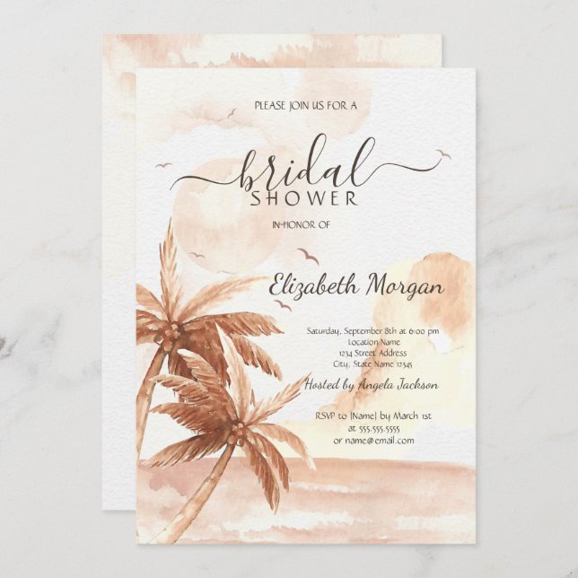 Convite Chá de panela de Palmas Tropicais Russo (Frente/Verso)