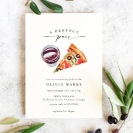 Convite Chá de panela de Par Perfeito de Vinho e Pizza Mod