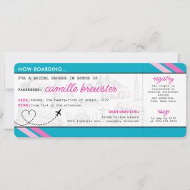 Convite Chá de panela de Pass de Embarque Azul
