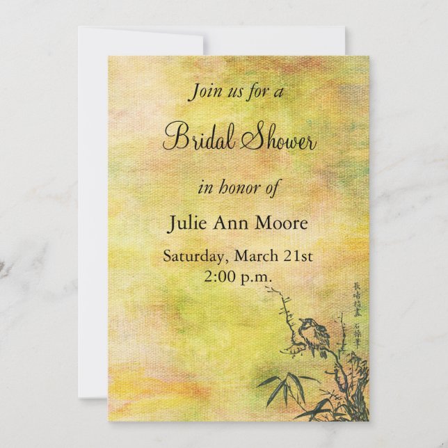 Convite Chá de panela de pássaros japonês Vintage (Frente)