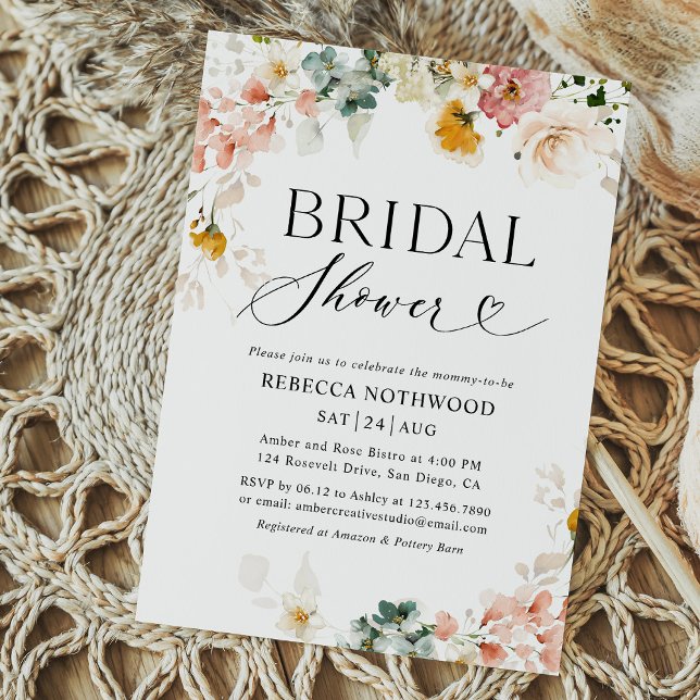 Convite Chá de panela de Pastel Floral de Aquarela Elegant (Criador carregado)