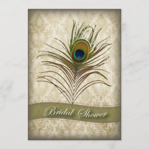 Convite Chá de panela de pavão Vintage damask