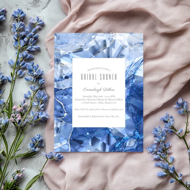 Convite Chá de panela de Pedra de Gemstone Blue Sapphire (Criador carregado)