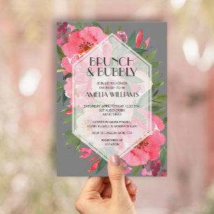 Convite Chá de panela de Peões Rosa Brunch