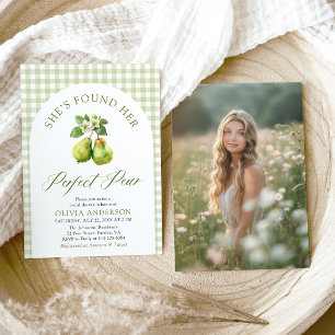 Convite Chá de panela de pera perfeito para Gingham Verde