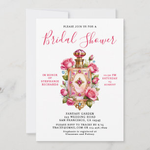 Convite Chá de panela de Perfume Floral Rosa Rosa Elegante