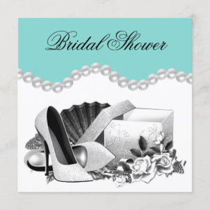 Convite Chá de panela de Pérolas Azul Teal