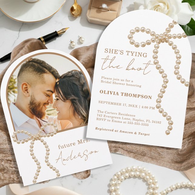 Convite Chá de Panela de Pérolas com Arco de Noivado da Bo (Criador carregado)