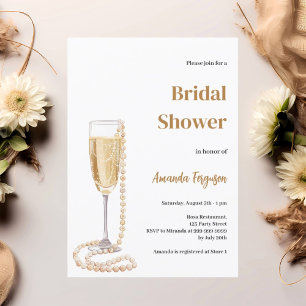 Convite Chá de panela de pérolas do prosecco de almoço inc