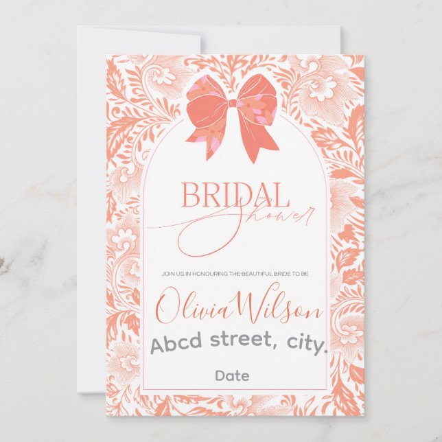 Convite Chá de panela de pêssego (Frente)