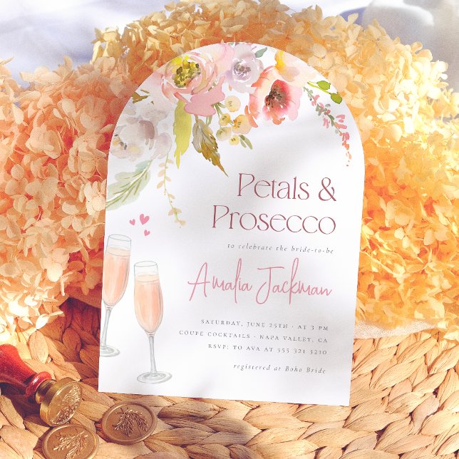 Convite Chá de panela de Petals & Prosecco Floral Arch (Criador carregado)