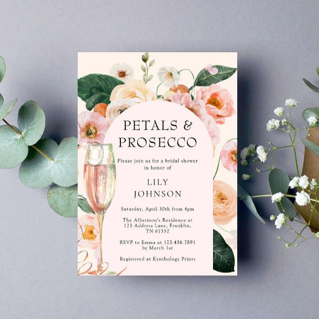 Convite Chá de panela de Petals & Prosecco Floral Arch (Criador carregado)