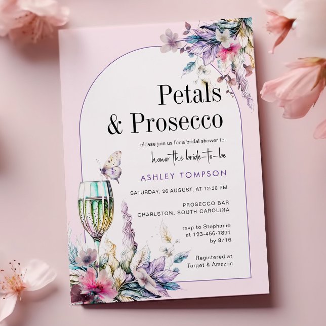 Convite Chá de panela de Petals & Prosecco Floral Arch (Criador carregado)