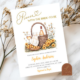 Convite Chá de panela de Picnic de Sunflower Amarelo