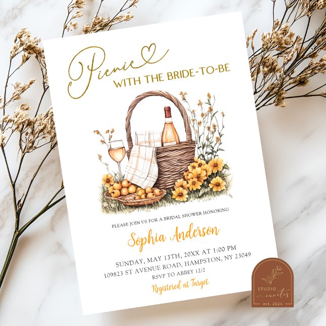 Convite Chá de panela de Picnic de Sunflower Amarelo (Criador carregado)