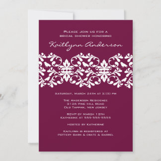 Convite Chá de panela de Plum & White Damask
