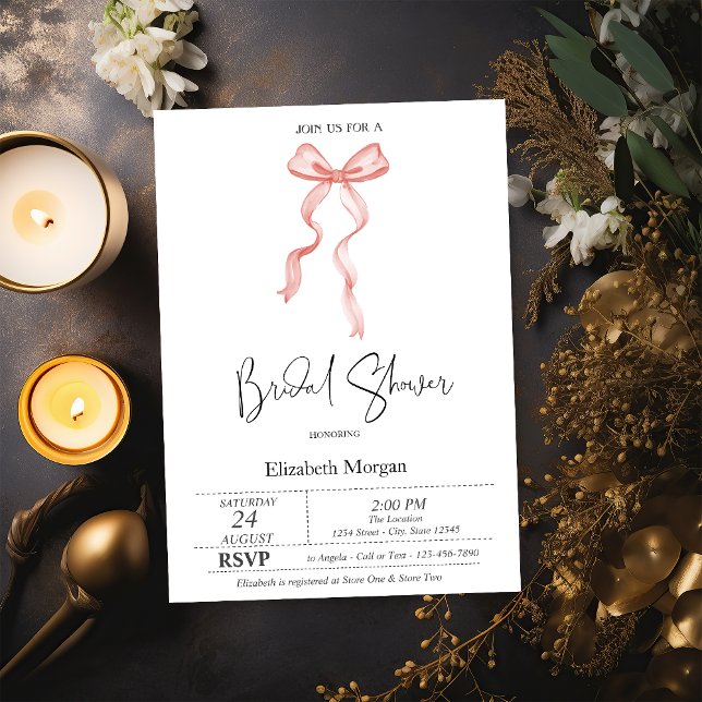 Convite Chá de panela de pontos de fita do Arco rosa (Criador carregado)