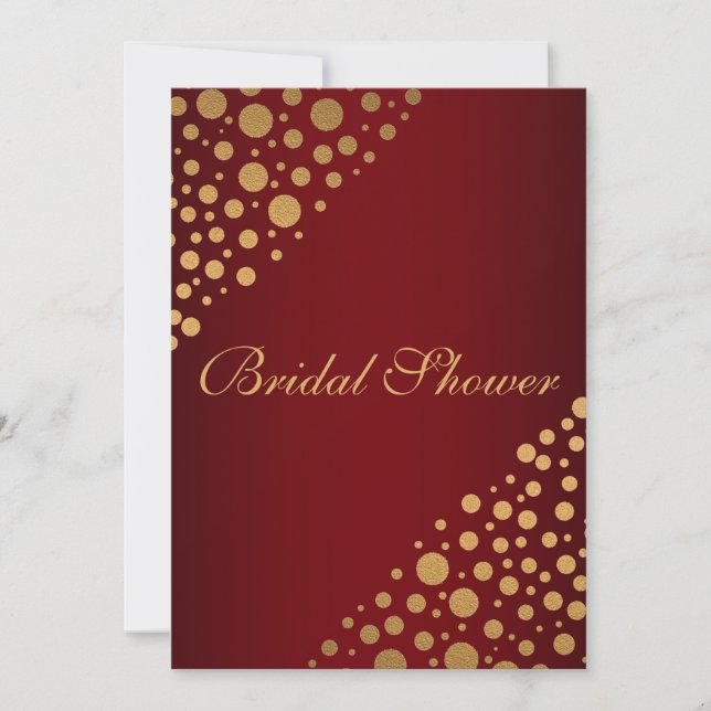 Convite Chá de panela de pontos Dourados na moda | Vermelh (Frente)