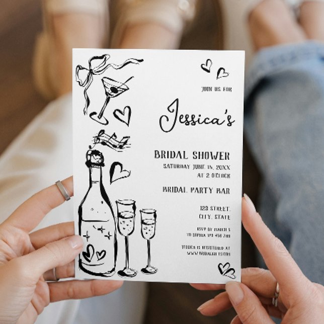 Convite Chá de panela de porta desenhada à mão Arco francê (Criador carregado)