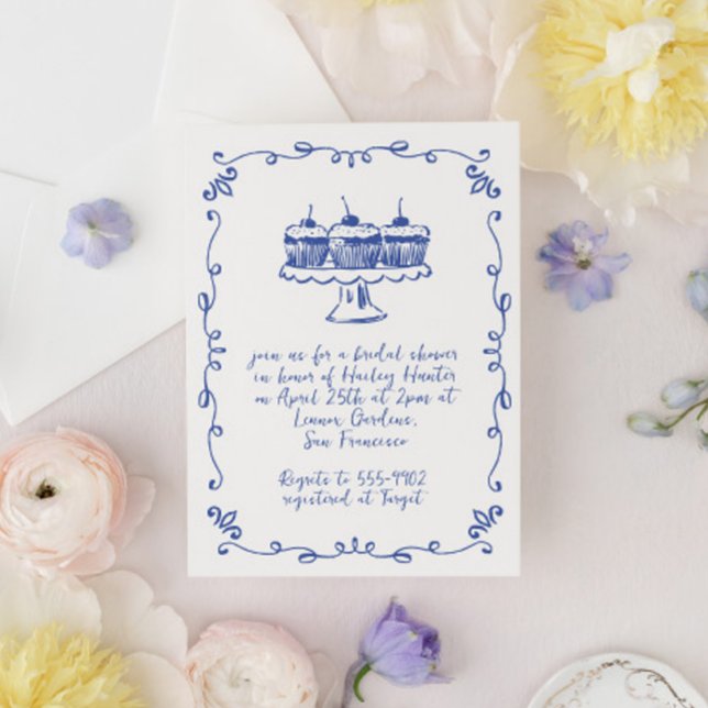 Convite Chá de panela de Portas do Cupcake Whimsical Moder (Criador carregado)