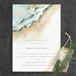 Convite Chá de panela de praia das ondas costeiras do mar