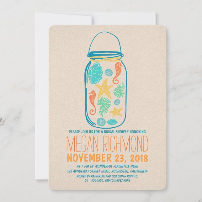 Convite Chá de panela de praia de Mason Náutico (Frente)