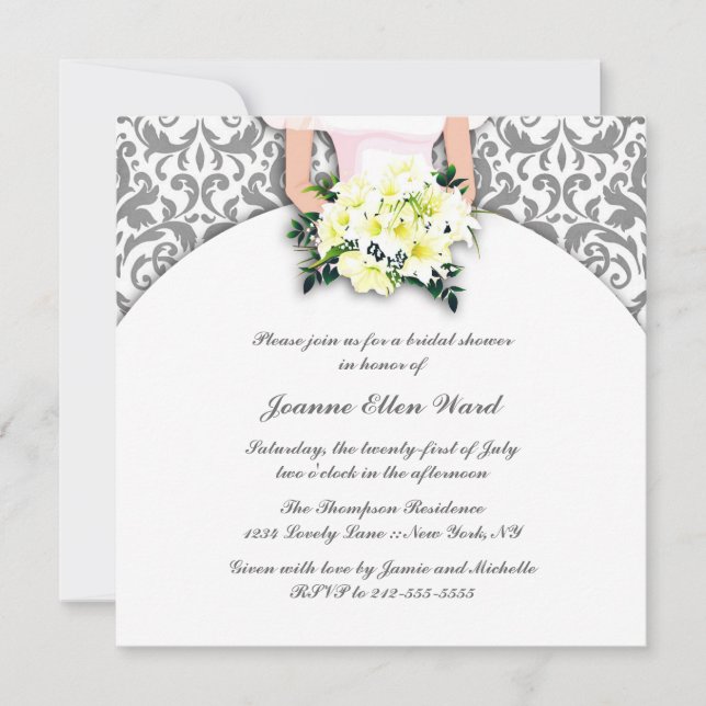 Convite Chá de panela de Prata e Amarelo (Frente)