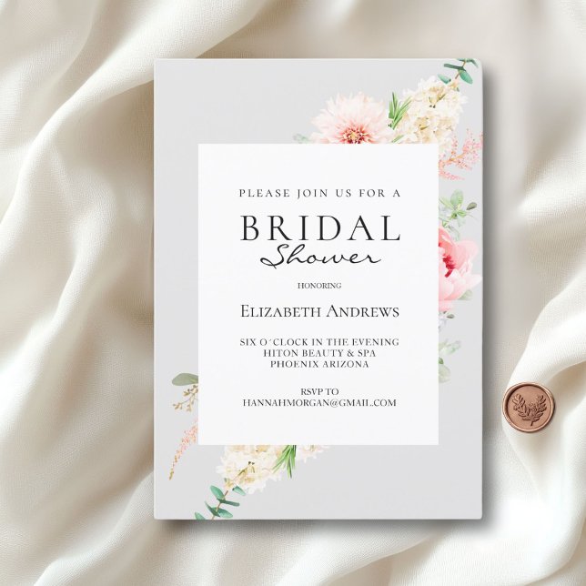 Convite Chá de panela de Primavera (Botanical Spring Bridal Shower Invitation)