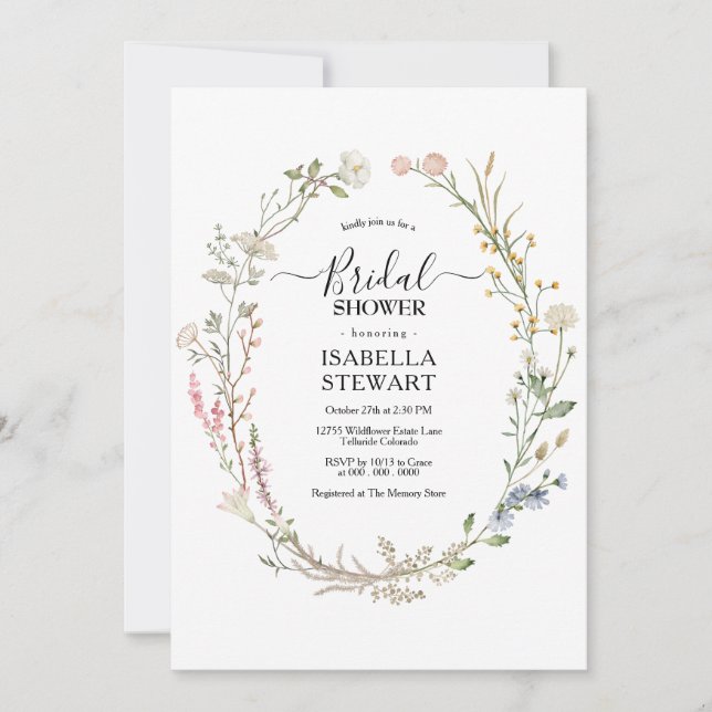 Convite Chá de panela de Primavera de Flores Selvagem Russ (Frente)