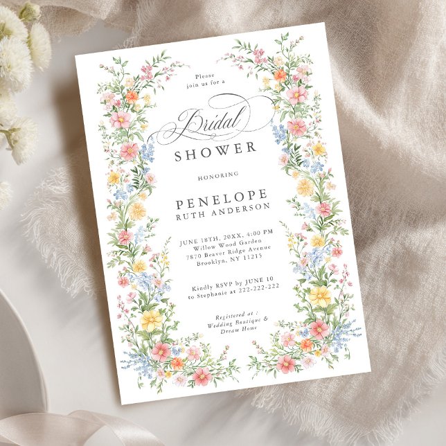 Convite Chá de panela de Primavera de Ornamentado de Paste (Soft Pastel Ornate Spring Garden Bridal Shower Invitation)