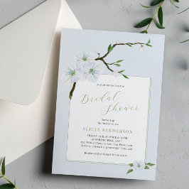 Convite Chá de panela de primavera floral azul empoeirado