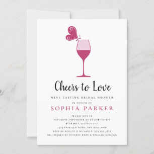 Convite Chá de panela de Provando de vinho Rosa da borbol