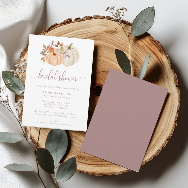 Convite Chá de panela de Pumpkin Floral Russo Fall (Criador carregado)