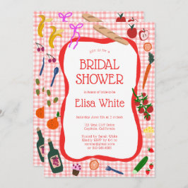 Convite Chá de panela de QR PERSONALIZADO de Gingham Picni