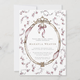 Convite Chá de panela de Quadro Antiquado Elegante Floral